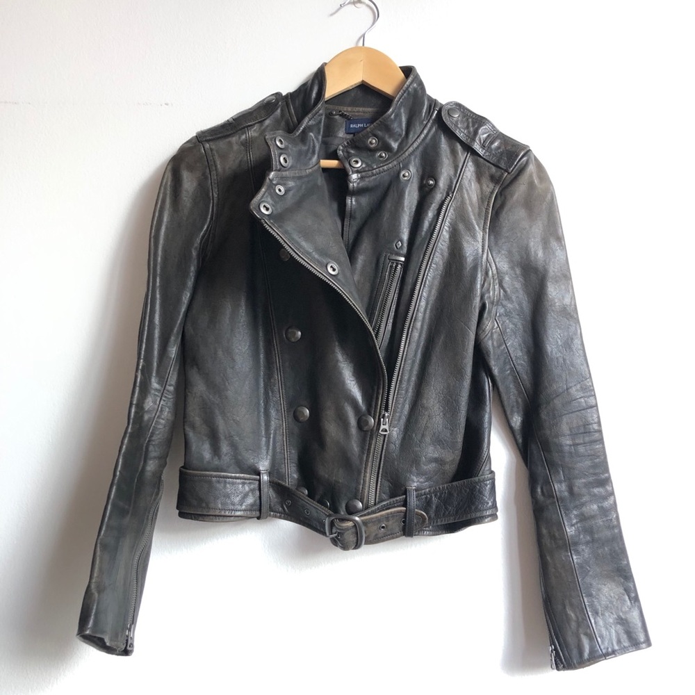 Ralph Lauren 100% real cowhide leather jacket